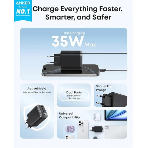 Anker Nano Charger (35W, Built-In Retractable USB-C Cable) view 1