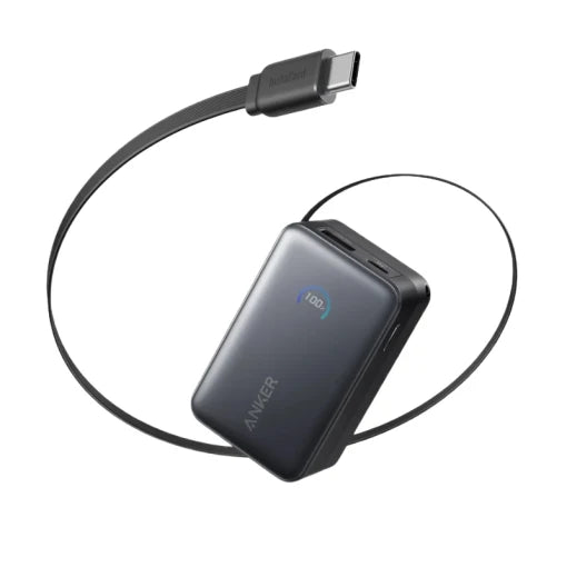 Anker Nano Power Bank (10K, 45W, Built-In Retractable USB-C Cable) Black