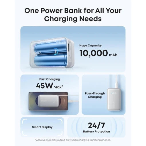 Anker Nano Power Bank (10K, 45W, Built-In Retractable USB-C Cable) view 2
