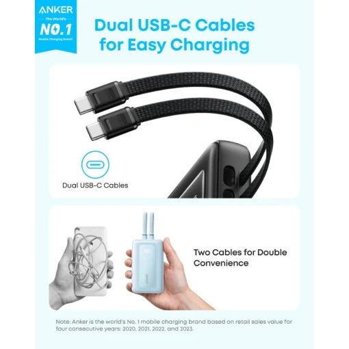 Anker Zolo Power Bank (10K, 35W, Built-in Dual USB-C Cables) view 3