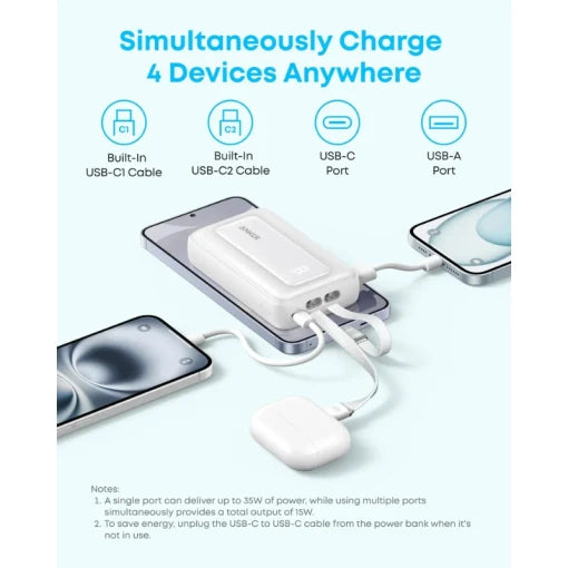 Anker Zolo Power Bank (10K, 35W, Built-in Dual USB-C Cables) view 4