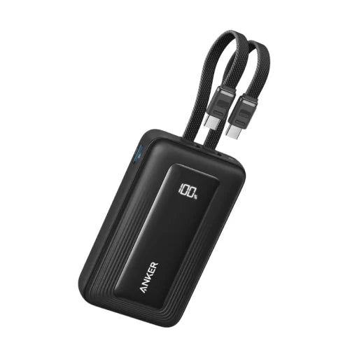 Anker Zolo Power Bank (10K, 35W, Built-in Dual USB-C Cables) Black