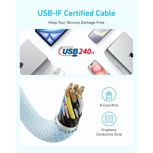 Anker Zolo USB-C to USB-C Cable (240W, Braided) view 2