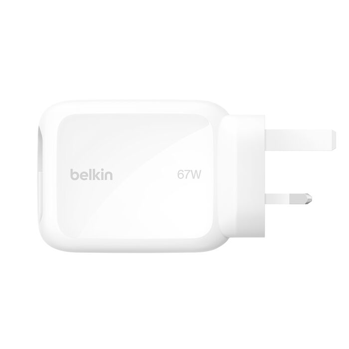Belkin GaN 67W USB-C Charger with Retractable 1M USBC Cable and USB C view 2