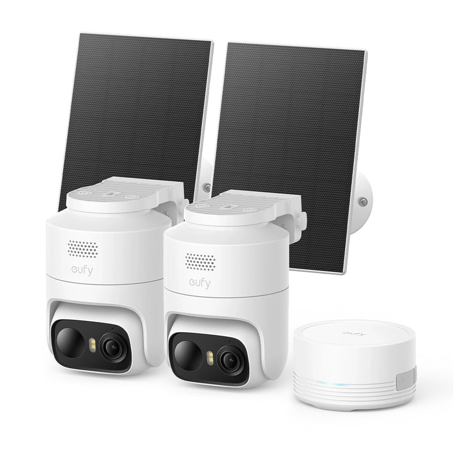 EufyCam C37 2K Solar Security Camera 2-Pack + HomeBase Mini + 2 Solar Panels
