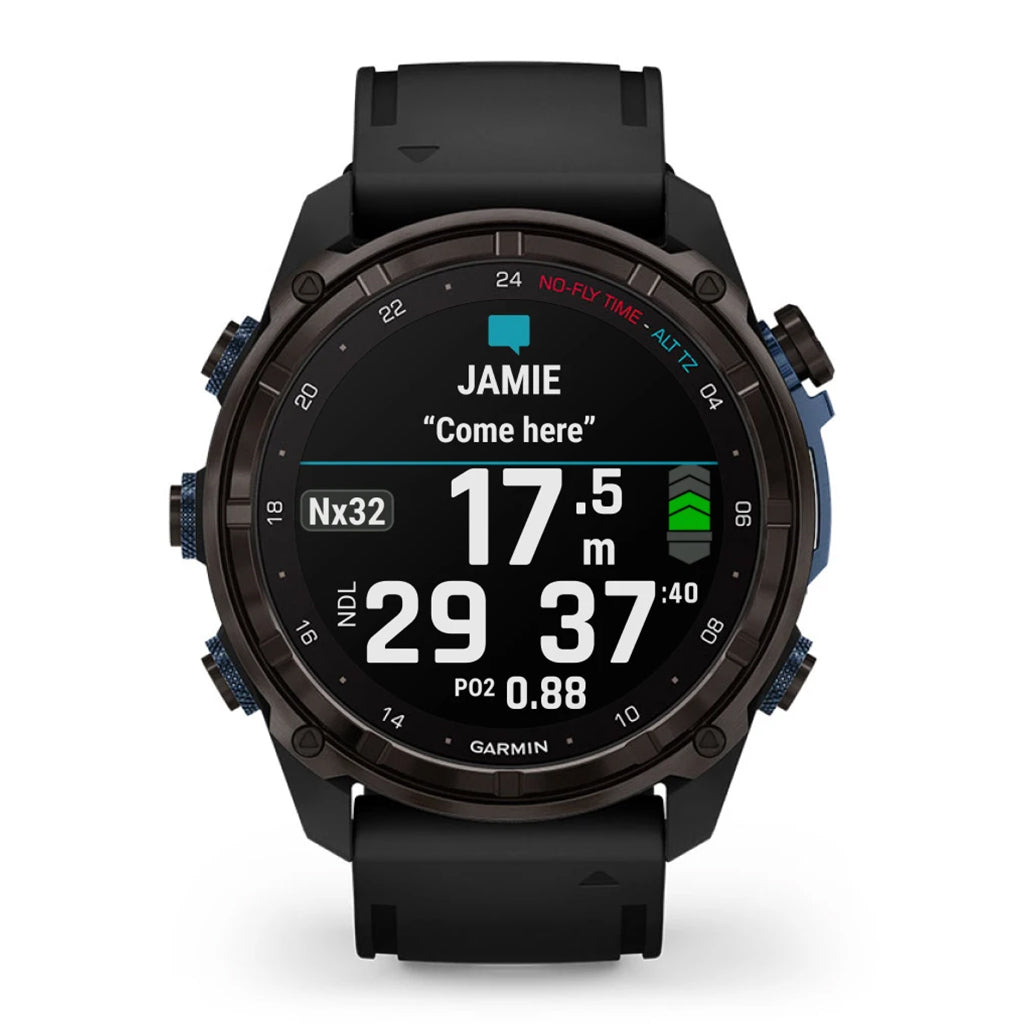 Garmin Descent Mk3i 51mm Carbon Grey DLC Titanium Dive Computer - Black Silicone Band view 1