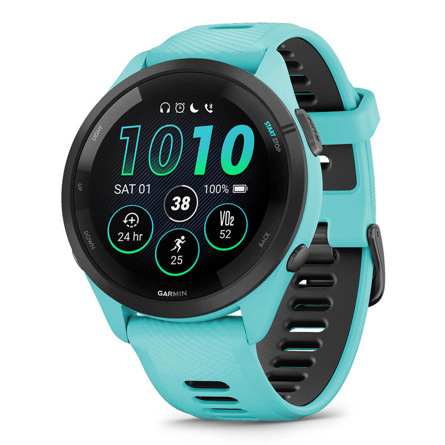 Garmin Forerunner 265 Smartwatch - Aqua with Black Silicone Band