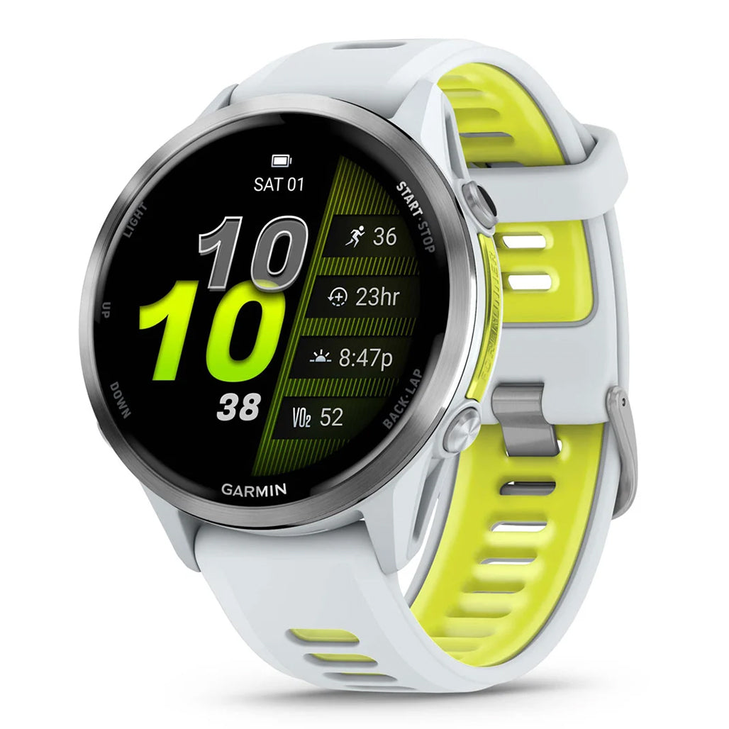 Garmin Forerunner 970 Smartwatch - Soft Gold Titanium with French Gray/Translucent Indigo Band