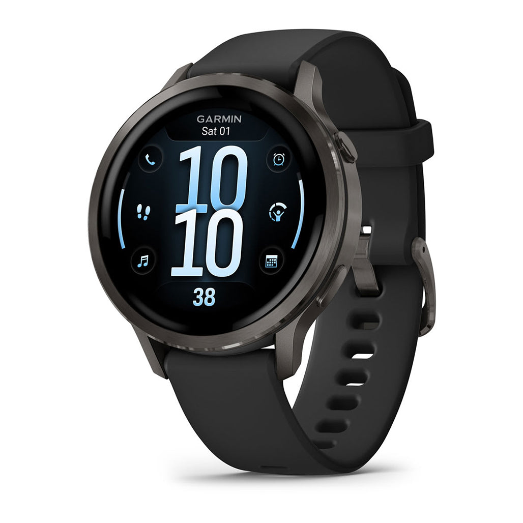 Garmin Venu 4 Smartwatch - 41mm Slate with Black Silicone Band