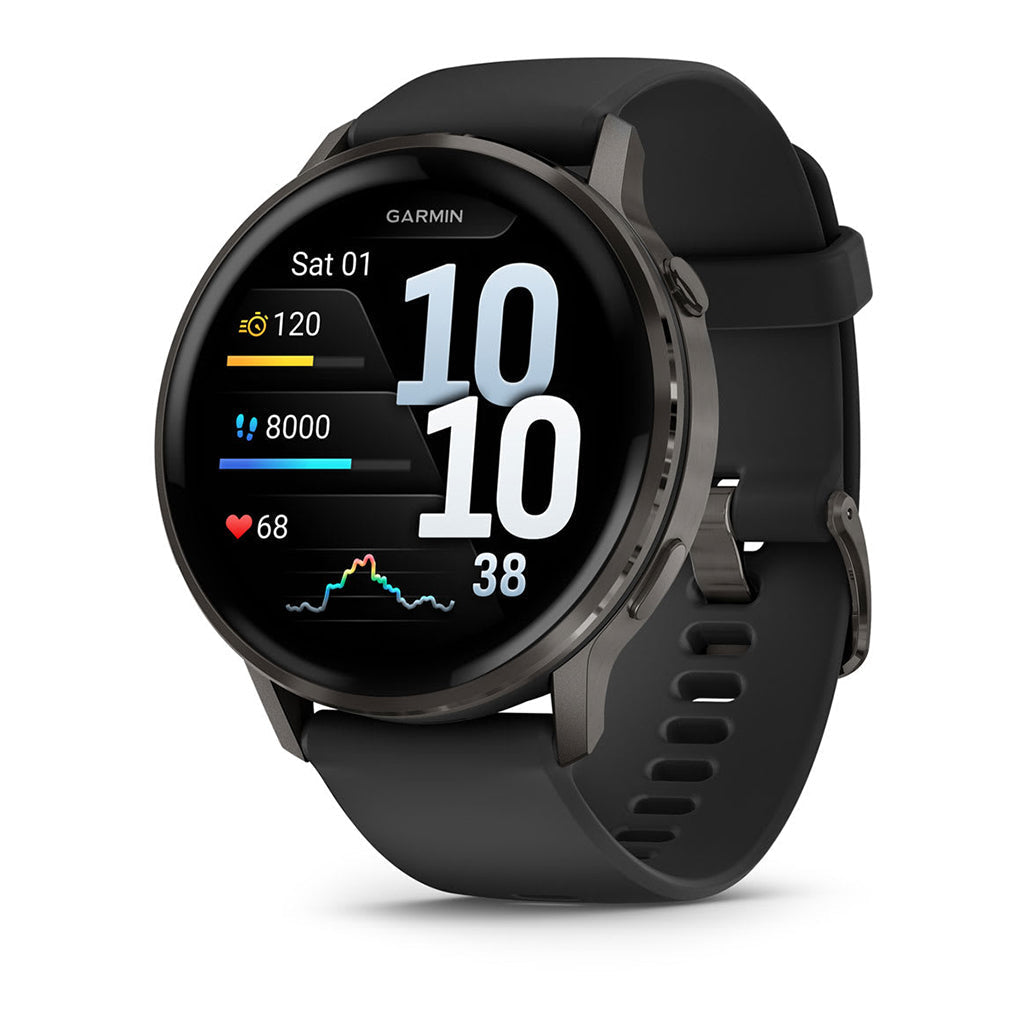 Garmin Venu 4 Smartwatch - 45mm Slate with Black Silicone Band