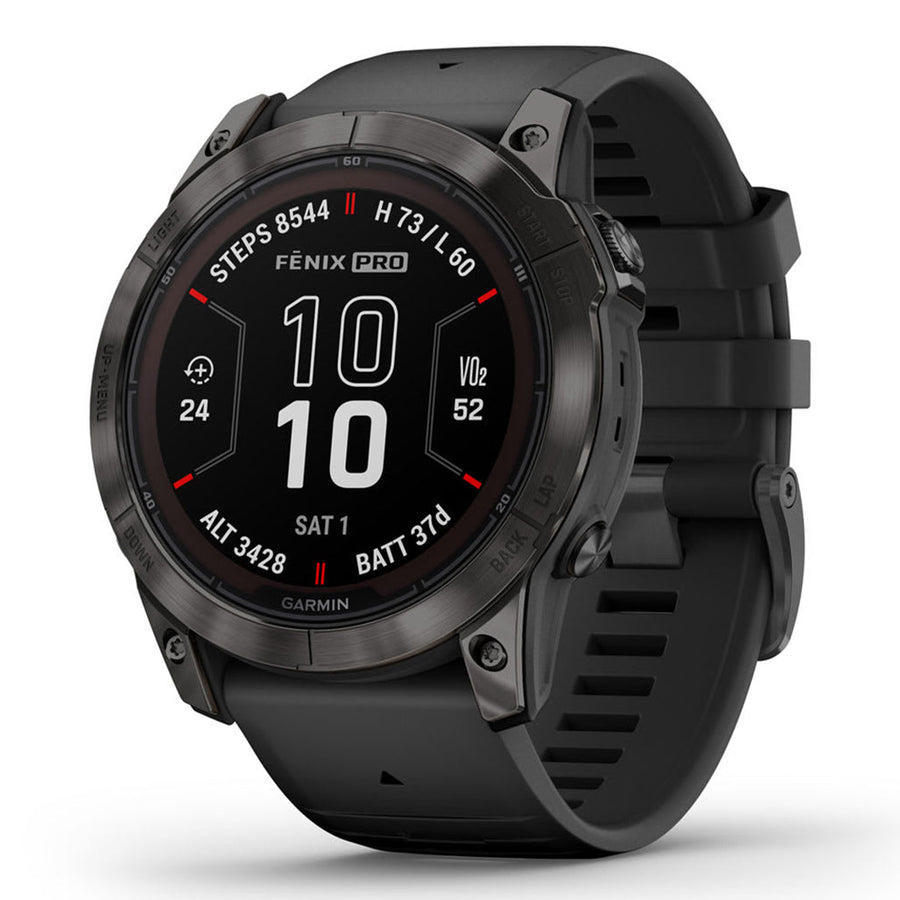 Garmin fenix 7X Pro Sapphire Solar Smartwatch - Titanium with Fog Gray/Ember Orange Band