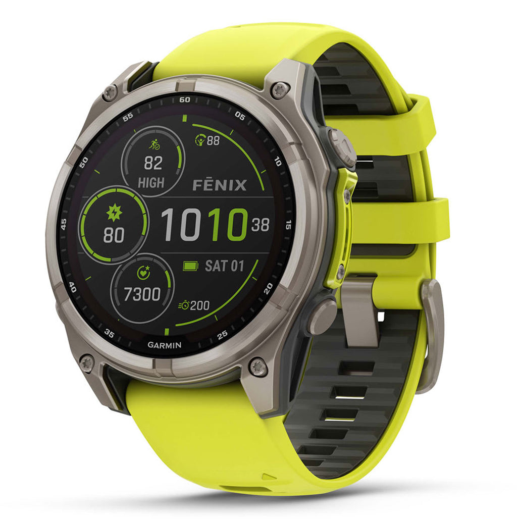 Garmin fenix 8 47mm Solar Sapphire Smartwatch - Carbon Gray DLC Titanium with Black/Pebble Gray Silicone Band