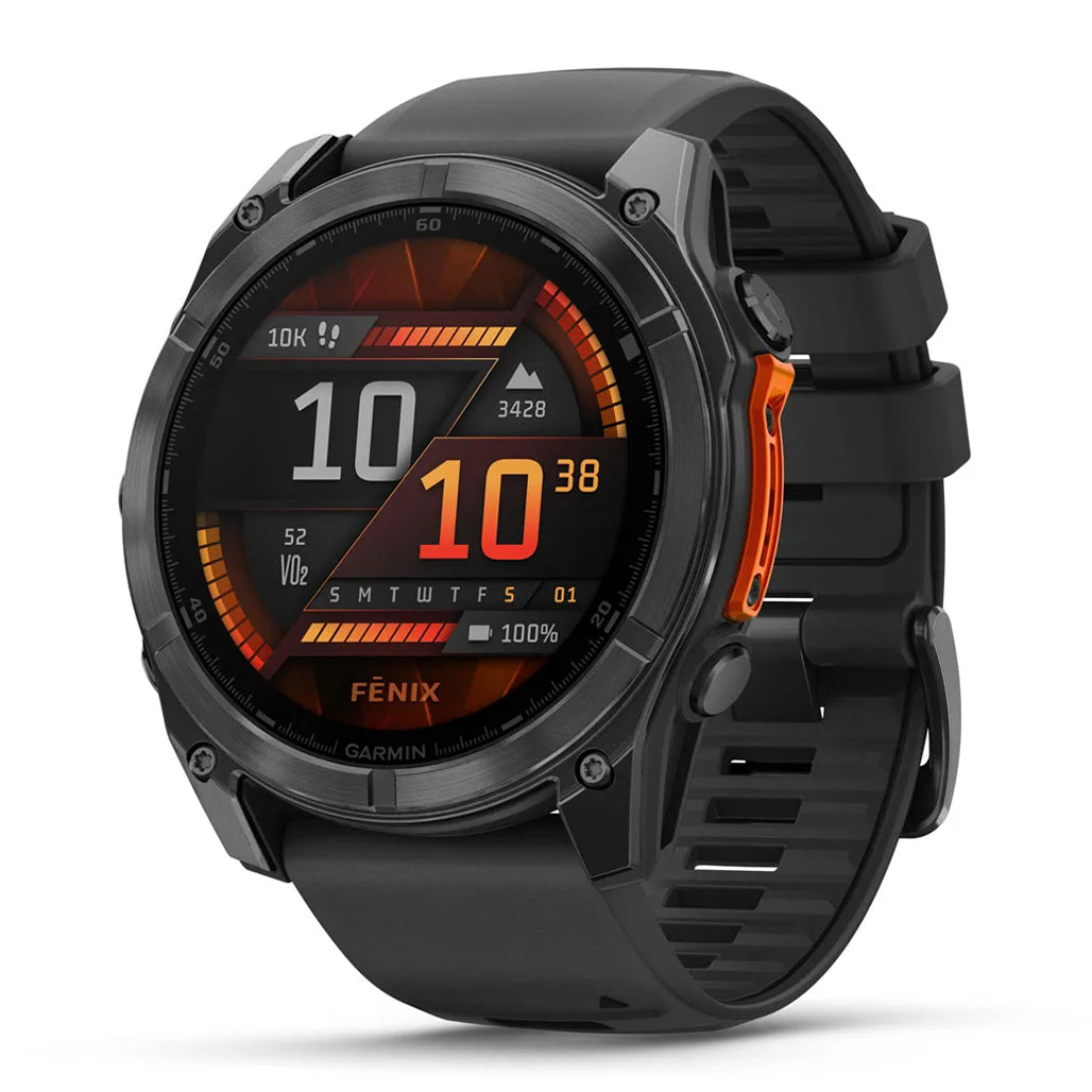 Garmin fenix 8 51mm AMOLED Sapphire Smartwatch - Titanium with Spark Orange/Graphite Silicone Band