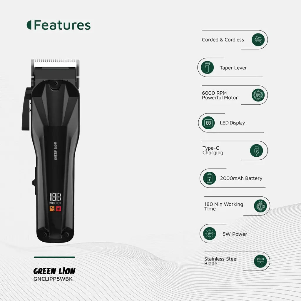 Green Lion Clip Pro Professional Hair Clipper view 1