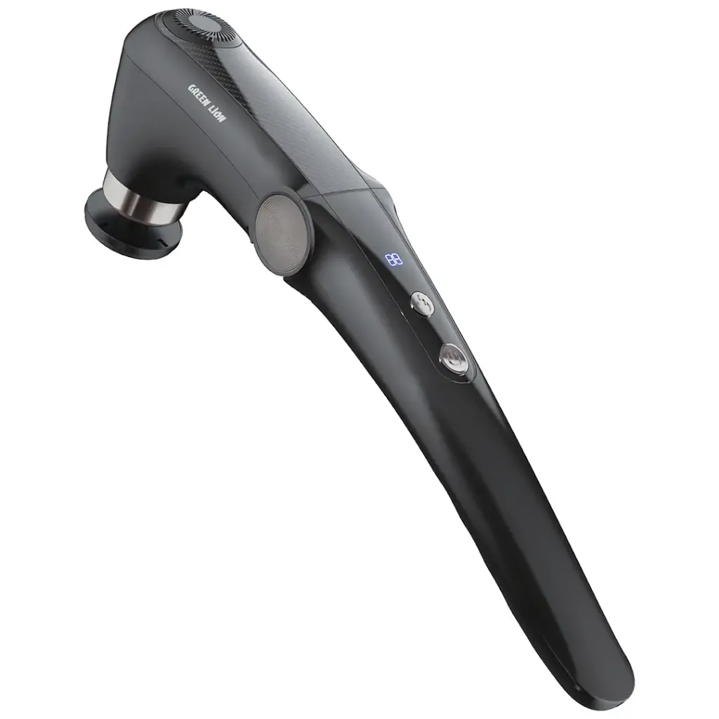 Green Lion Foldable Massage Gun with Long Handle & 45° Bend Adjustment – Black