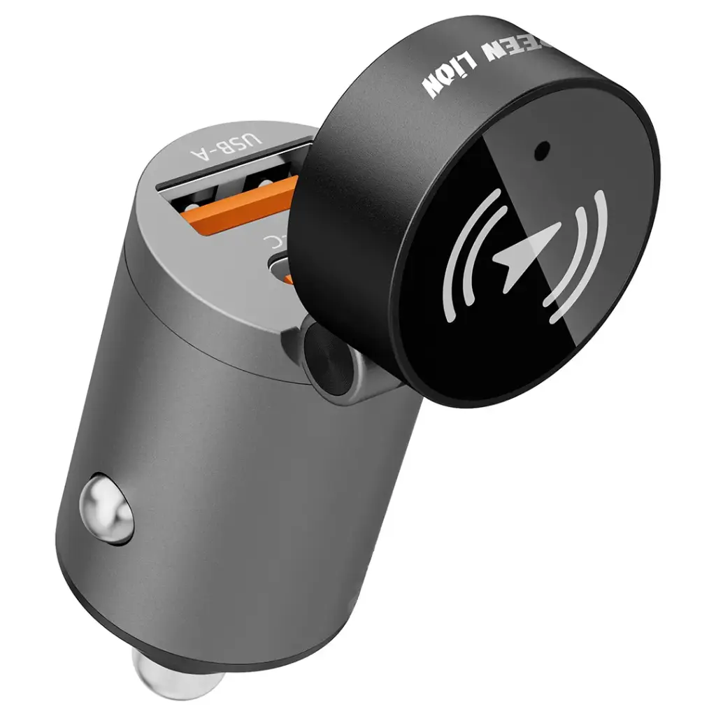 Green Lion Tracker Dual Port Car Charger - Black