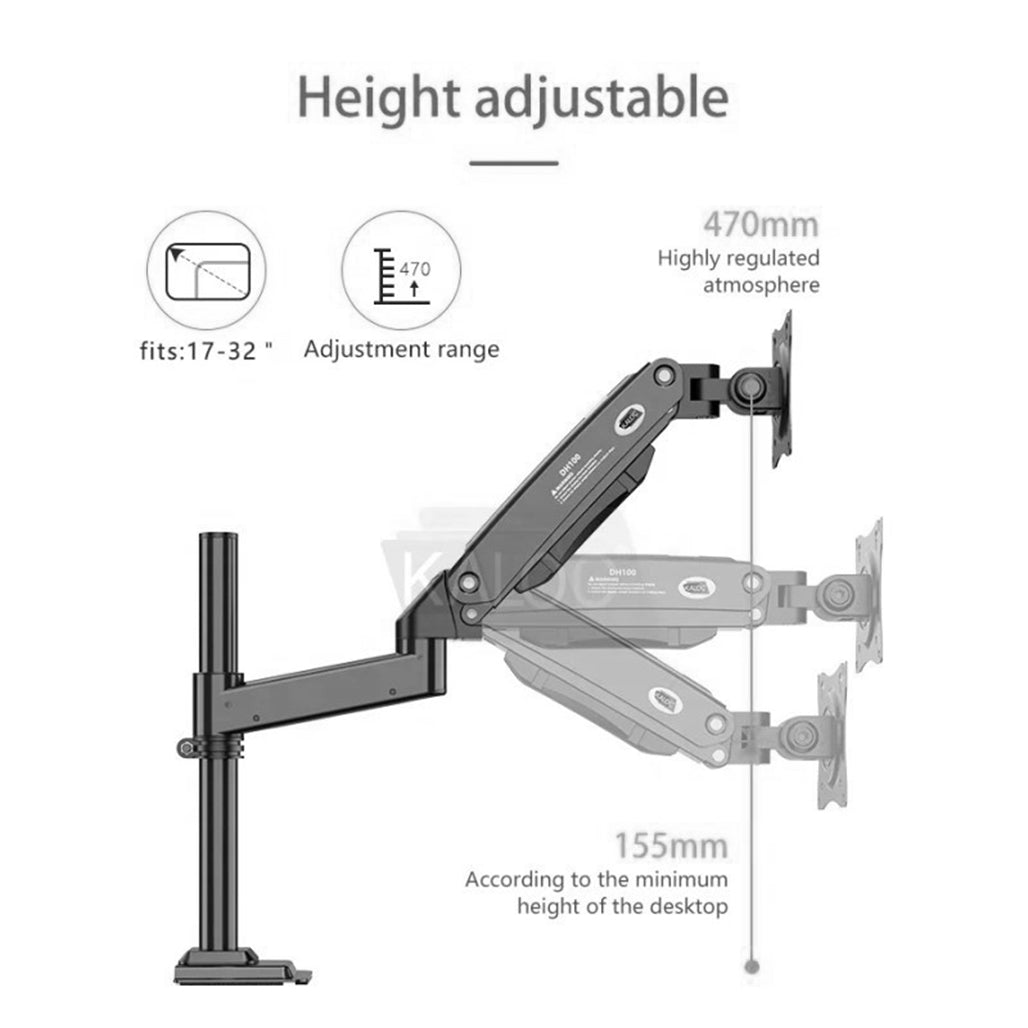 Kaloc DH100B Single Monitor Arm with Internal Gas Spring (17"–33") view 4