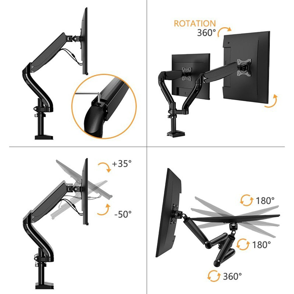 Kaloc DS90-2 Dual Monitor Arm with Internal Gas Spring (17"–32") view 5