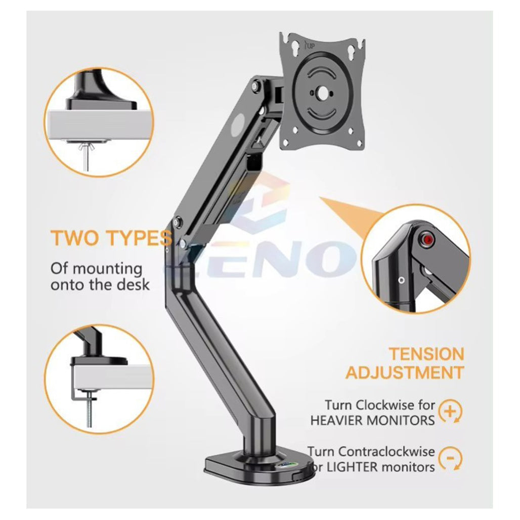 Kaloc M8 Adjustable Single Monitor Arm (15"–30") view 1