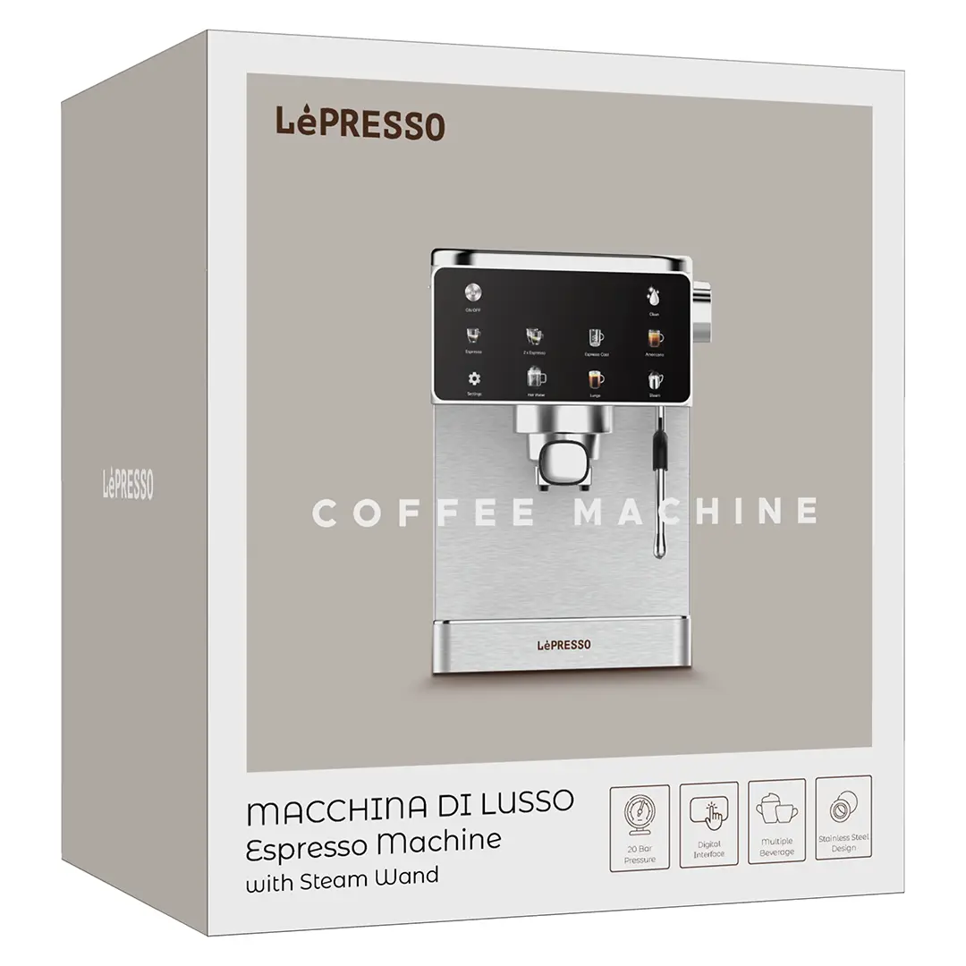 Lepresso Macchina di Lusso Espresso Machine with Steam Wand - Silver view 1