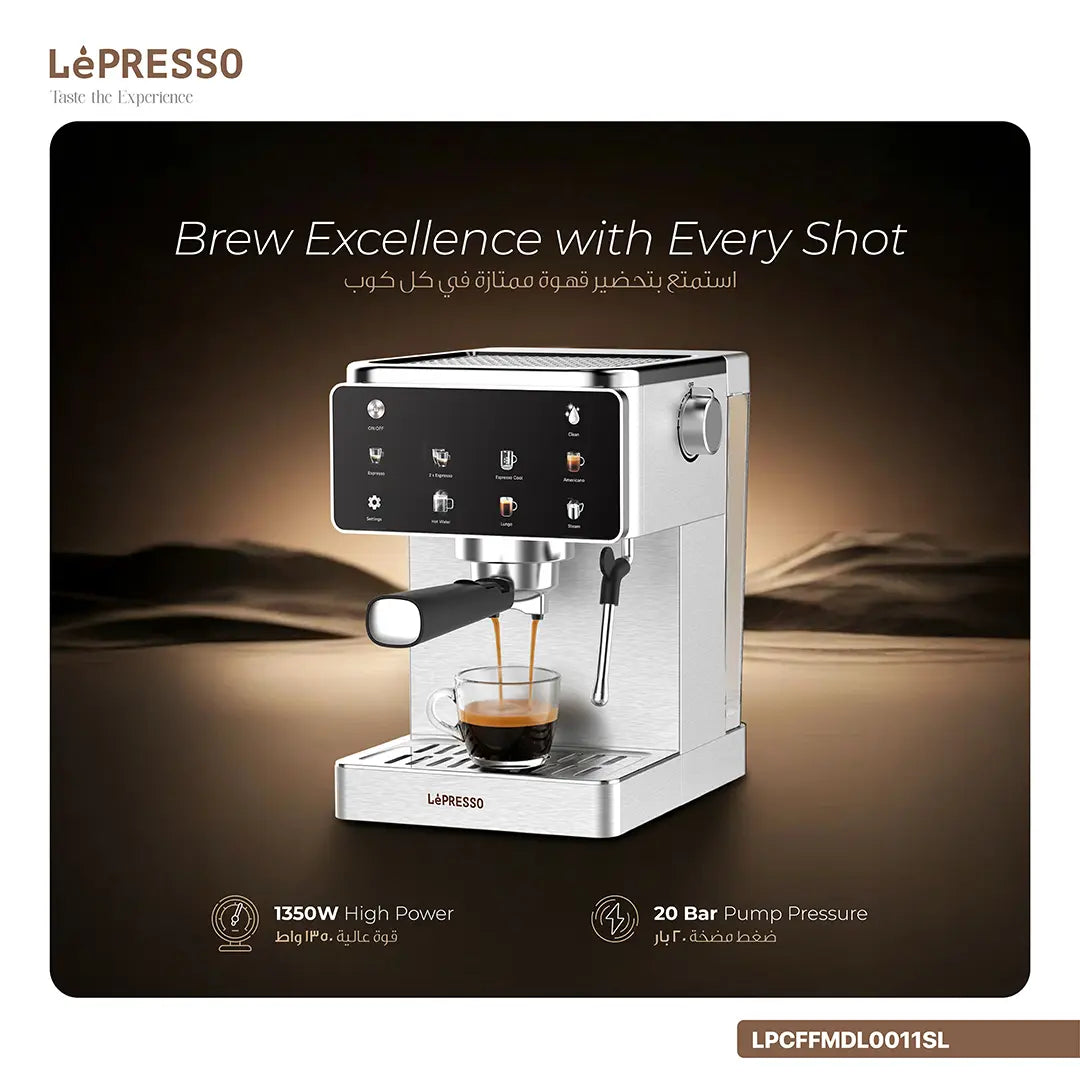 Lepresso Macchina di Lusso Espresso Machine with Steam Wand - Silver view 2