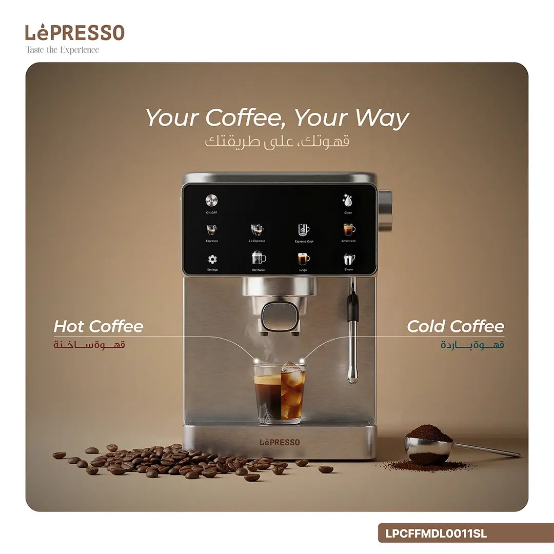 Lepresso Macchina di Lusso Espresso Machine with Steam Wand - Silver view 3
