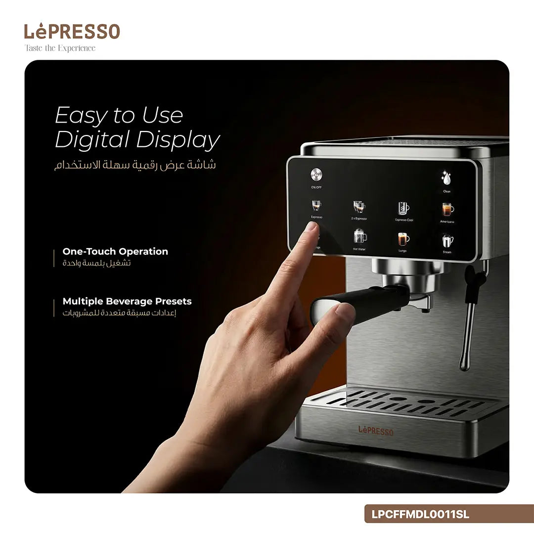Lepresso Macchina di Lusso Espresso Machine with Steam Wand - Silver view 4