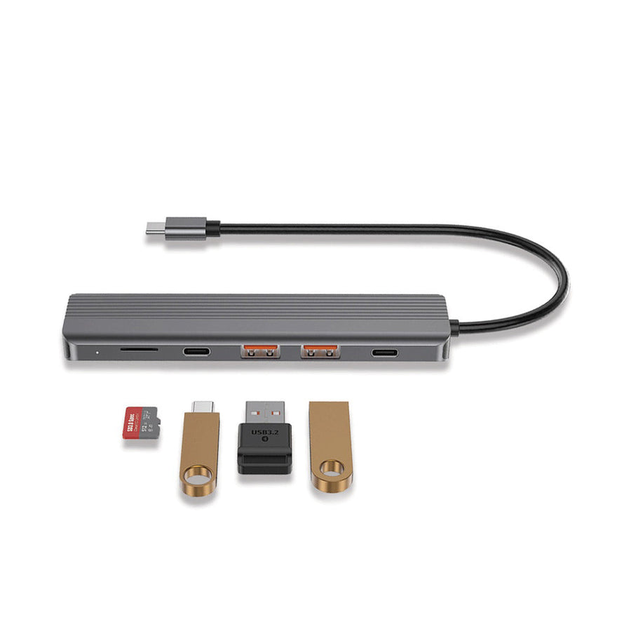 Powerology 6-in-1 Slim USB-C Hub with 4K HDMI
