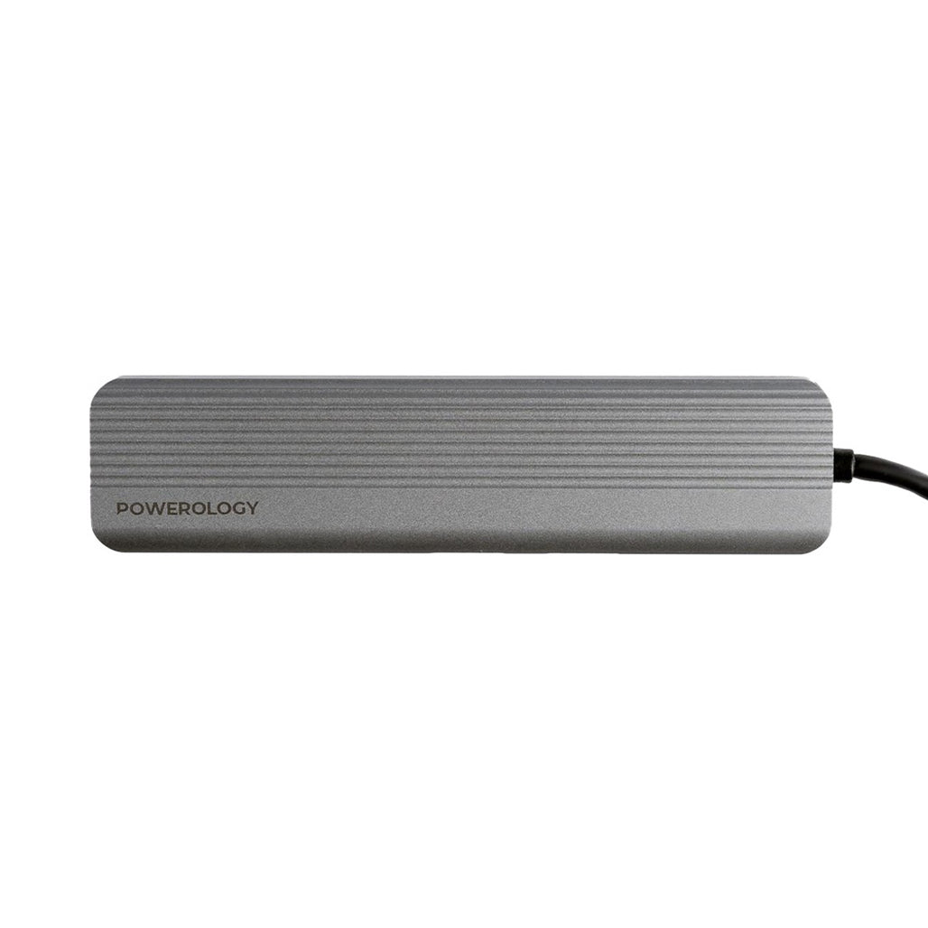 Powerology 6-in-1 Slim USB-C Hub with 4K HDMI