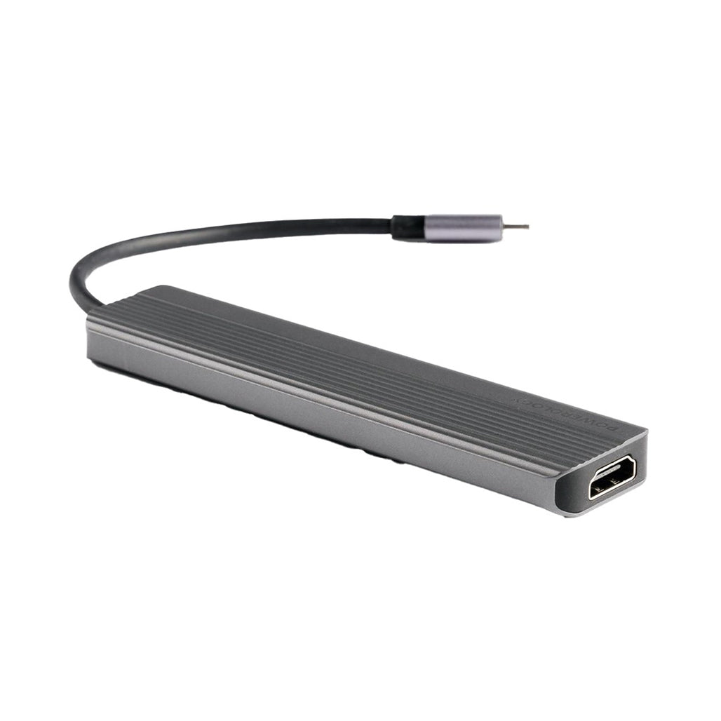 Powerology 6-in-1 Slim USB-C Hub with 4K HDMI