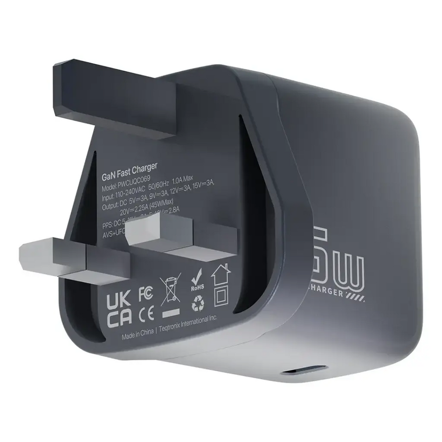 Powerology Voltflow 45W AVS GaN Wall Charger – Gray