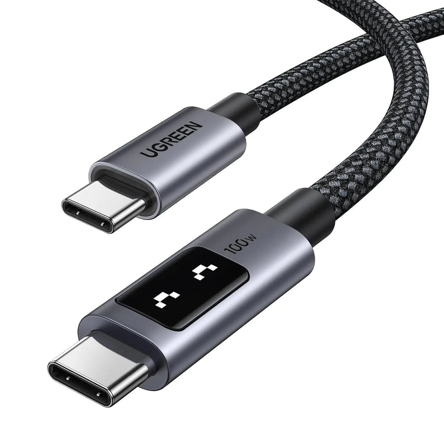 UGREEN 100W USB-C to USB-C Braided Cable with LED Display (1M)