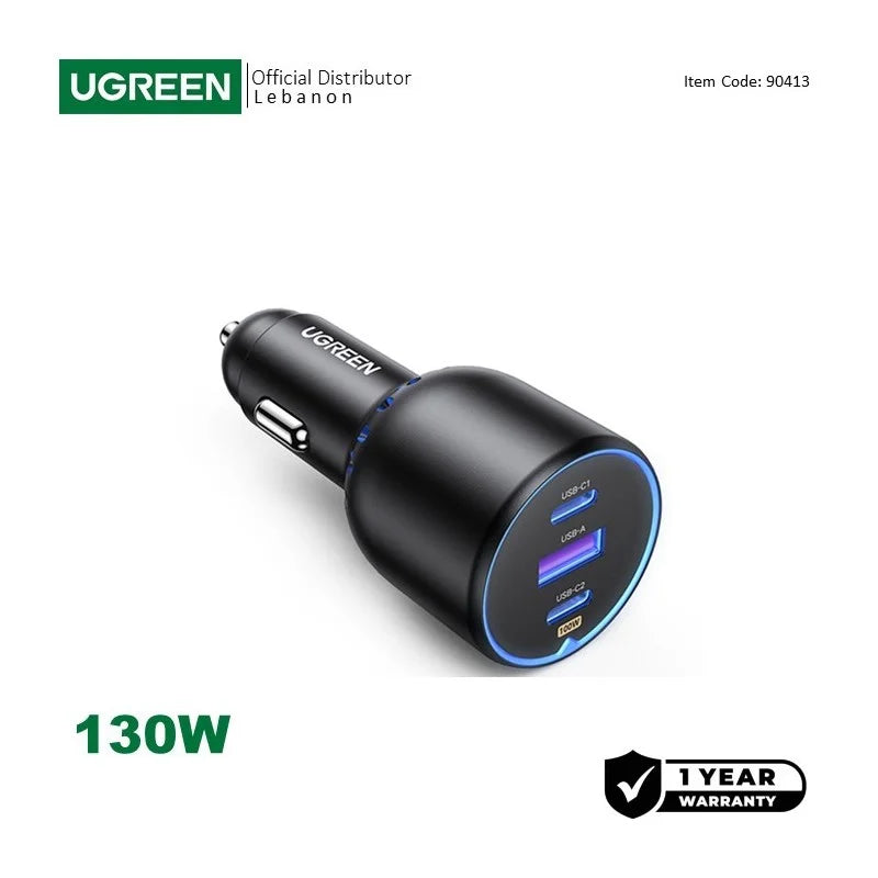 UGREEN CD293 130W 3-Port Fast Car Charger
