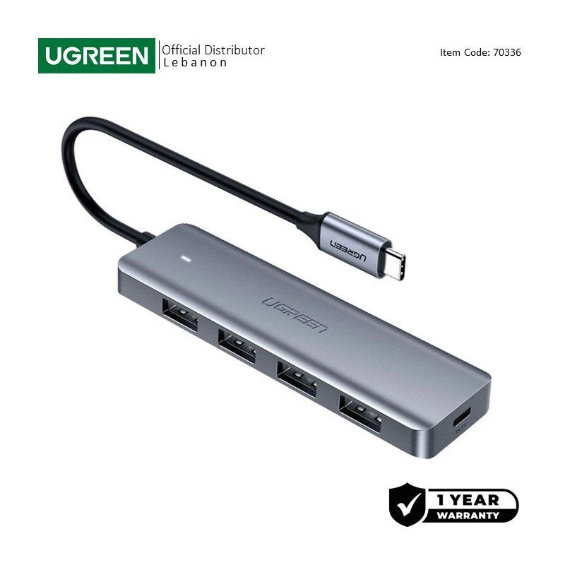 UGREEN CM219 4-Port USB-C to USB 3.0 Hub with Power Port