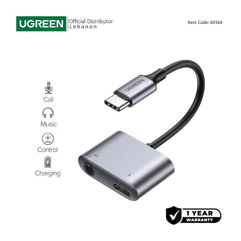 UGREEN CM231 USB-C to 3.5mm Headphone & Charging Adapter