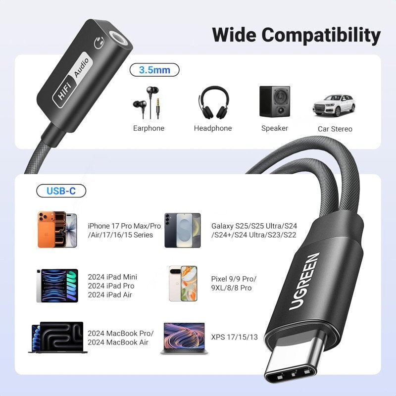 UGREEN CM721 USB-C to 3.5mm Audio & Charging Adapter