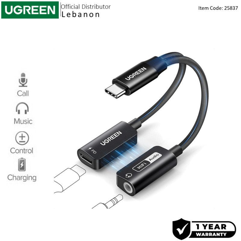 UGREEN CM721 USB-C to 3.5mm Audio & Charging Adapter