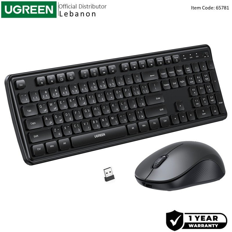 UGREEN Wireless Eng/Arabic Keyboard & Mouse Combo
